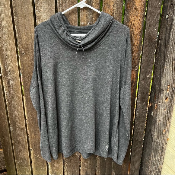 Michael Kors Drawstring Cowl Hooded Long Sleeve Shirt With “MK” Rhinestone Logo - Picture 7 of 12